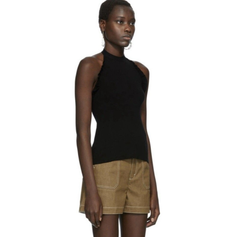 See By Chloe Black Ruffle Halter Tank Top Size XS - Picture 3 of 12